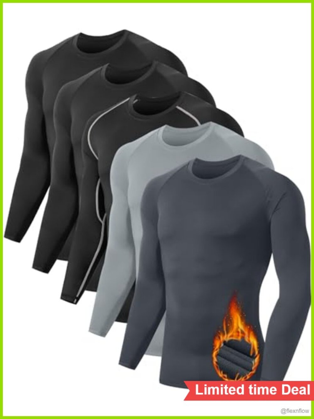 Men's Thermal Compression Shirt Fleece Lined Long Sleeve Base Layer Cold